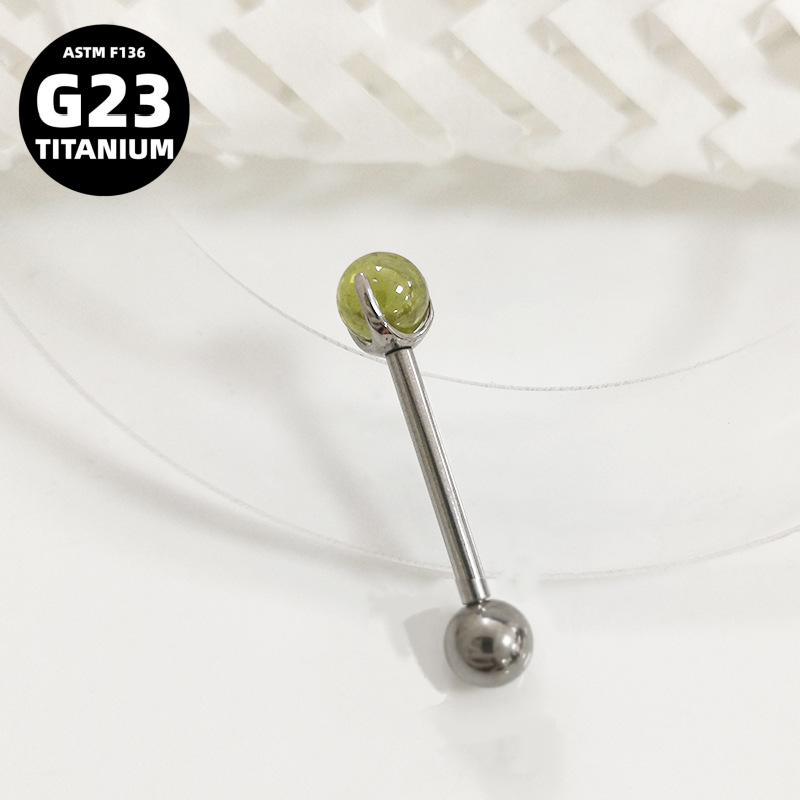 G23 Titanium Clear Glass Ball Piercing for Tongue, Lip & Ear