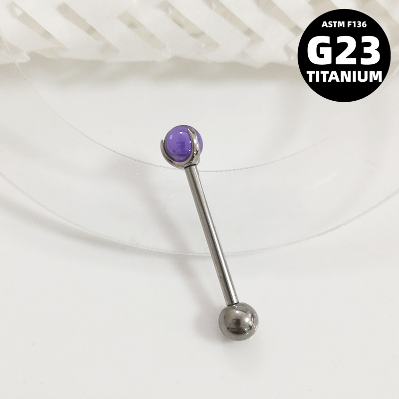 G23 Titanium Clear Glass Ball Piercing for Tongue, Lip & Ear