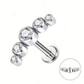G23 Titanium 16G Internally Threaded CZ Curved Graduated Cluster Flat Back Stud