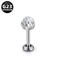 G23 Titanium 16G Internally Threaded Crystal Ball Flat Back Stud/Straight Barbell