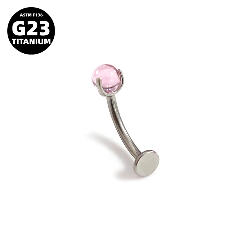 G23 Titanium Belly Button Ring Glass Gemstone Navel Piercing